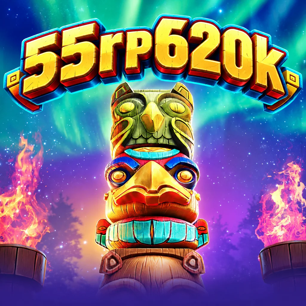 Tiang totem kayu berukir dengan latar belakang aurora malam pada Totem Wonders di 55rp620k